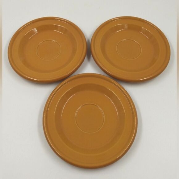 Emile Henry France 3 Saucers Kitchen Dining Coffee Tea  Mustard Yellow - Picture 2 of 10